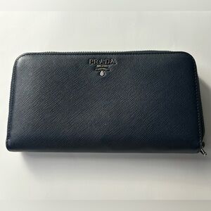 Prada navy zippy wallet